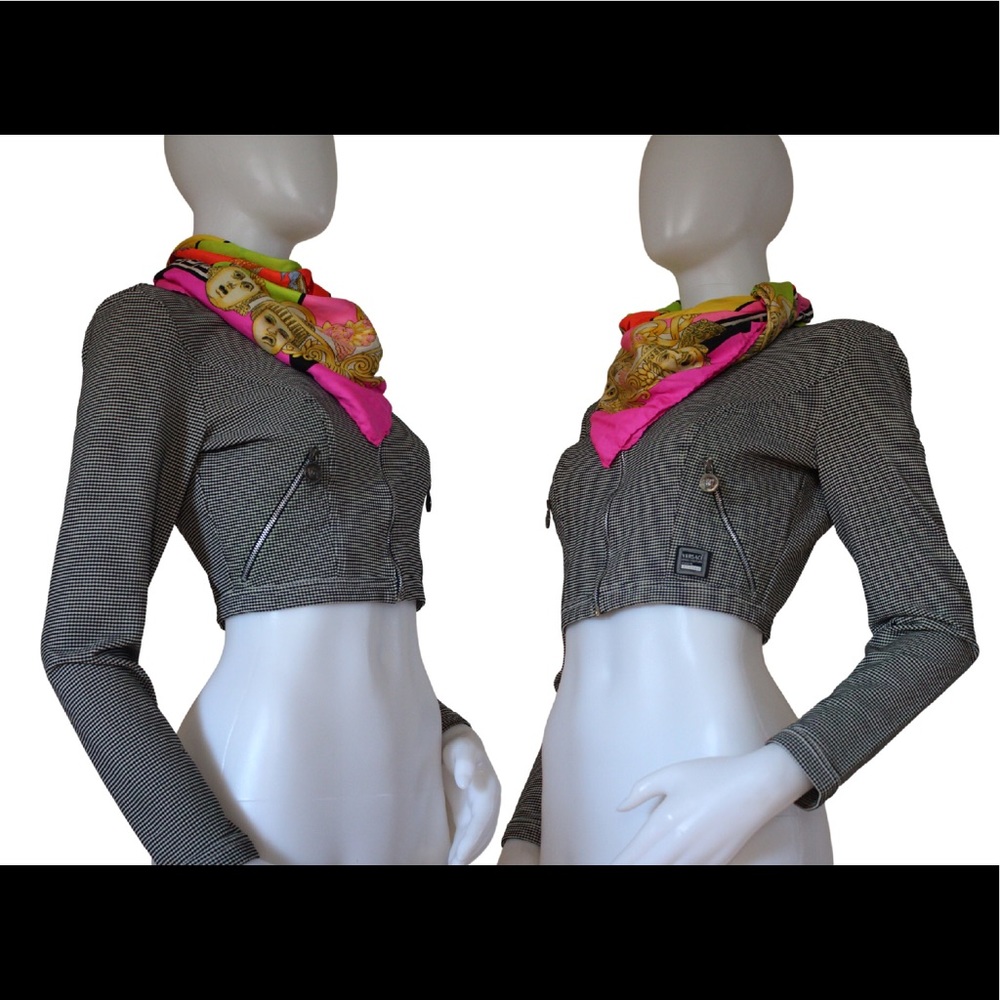 🩶 Vintage '90s Versace Jeans Couture Cropped Zippered Jacket - Picture 2 of 15